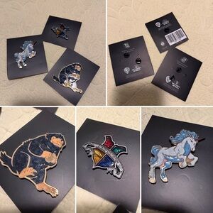 Enamel Pin Set - Hogwarts, Unicorn,  and Niffler